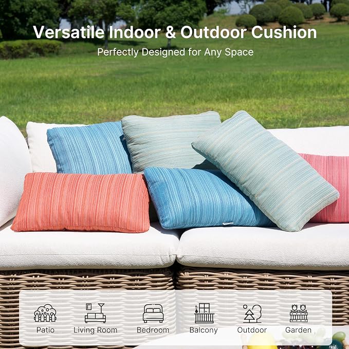 Outdoor Throw Pillow Set of 2 with Inserts, Outdoor Lumbar Pillow Water Resistant for Patio Furniture, 18x18 Inch Outdoor Pillows with Removable Zipper Cover