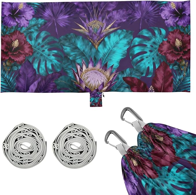 Tropical Floral Camping Hammocks Fabric Hammock for Outside Patio Backyard Poolside