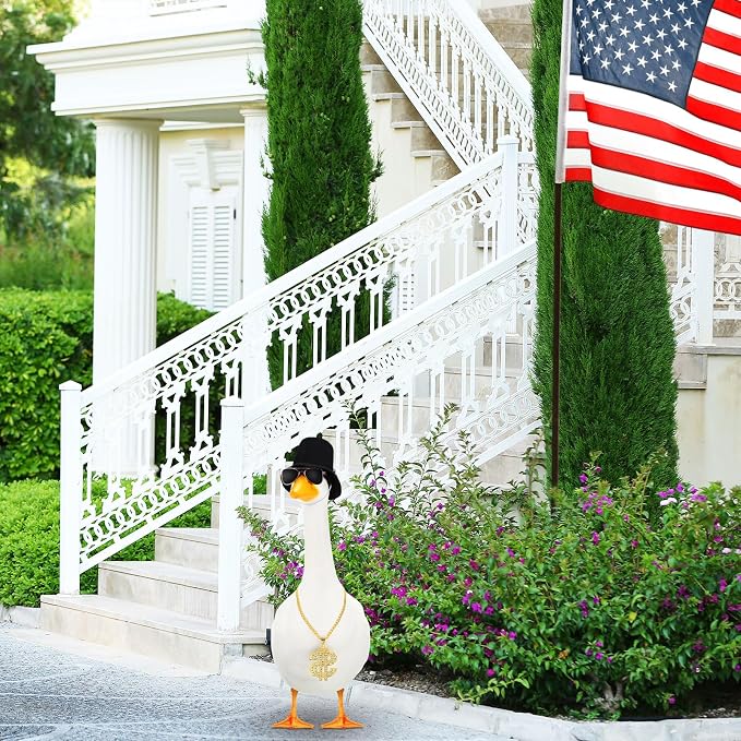 80s/90s Porch Goose Outfit Bucket Hat Halloween Goose Outfit for 17''/23'' Porch Statue Garden Patio Statue Decor