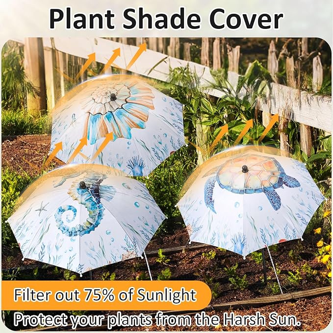 Plant Umbrellas for Outdoor Plants, Large Garden Plant Umbrella Shade Upgraded Adjustable Angle Height for Potted Plants Garden Beds