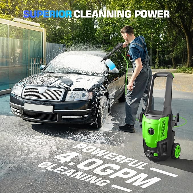 Professional Electric Pressure Washer 5000PSI, 4.0GPM Portable Power Washer with 4 QC Nozzles and Soap Bottle, Cleaner Machine for Cars/Home/Driveways/Patios/Decks/Fences