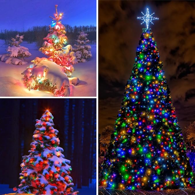 Multicolor Solar Christmas Lights 2Pack Total 180FT 500LED, String Light Outdoor Waterproof, Auto On/Off with 8 Modes Solar Twinkle Lights for Outside Tree Christmas Decorations (Multicolor) | Total 180FT Flexible Wire With Bright LEDs, 8 Twinkle Modes...