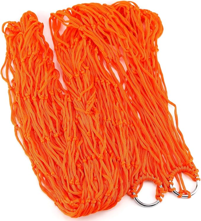 Swing Hanging Rope Hammock, Nylon Hanging Hammock, Sleeping Net Bed for Outdoor Camping (Orange)