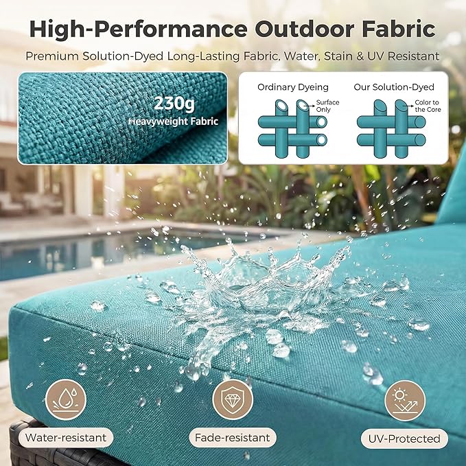 NICESOUL Extra Large 9 Piece Patio Furniture Set with Fire Pit Table Natural Gas & Propane, 29.3'' High Back Rattan Outdoor Conversations, 8 Seater Modular Sofa Set, 2 Color Cushions Turquoise & Gray