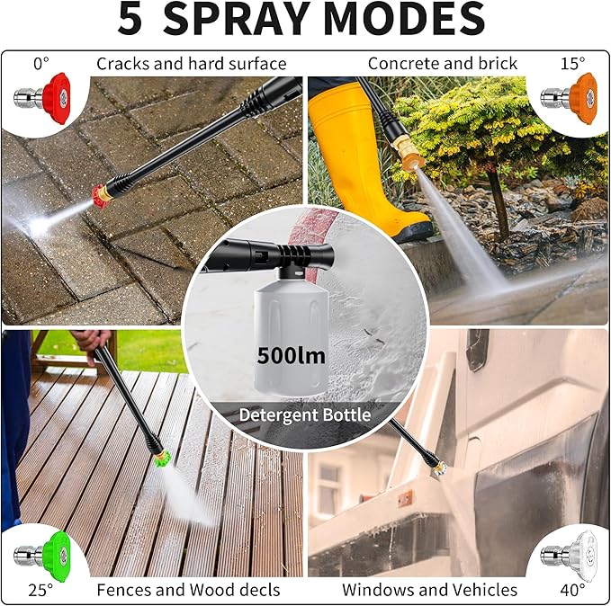 2026 Upgrade Pressure Power Washer 4700PSI with 4 Quick Connect Nozzles,Inlet Hose & Filter, Foam Cannon for Cars/Fences/Driveways/Patios/Home,Yellow