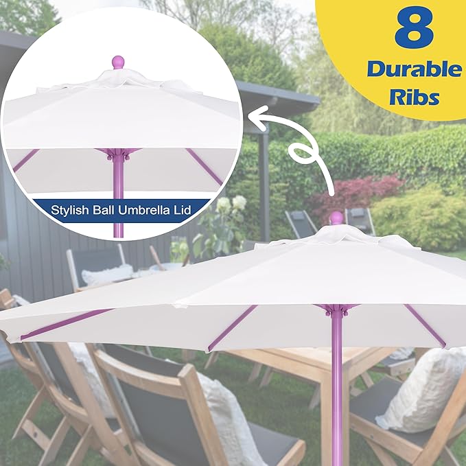 Sunnyglade 9FT Outdoor Patio Umbrella, Market Table Umbrella with 8 Sturdy Ribs and Crank System, Fade-resistant & Waterproof for Garden Backyard Poolside Deck
