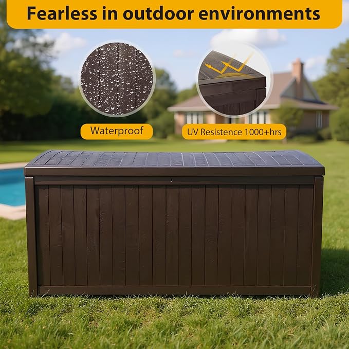 Large Outdoor Storage Boxes Lockable Garden Storage Box Waterproof Deck Box for Furniture Outside Cushions Gardens Pool Tools