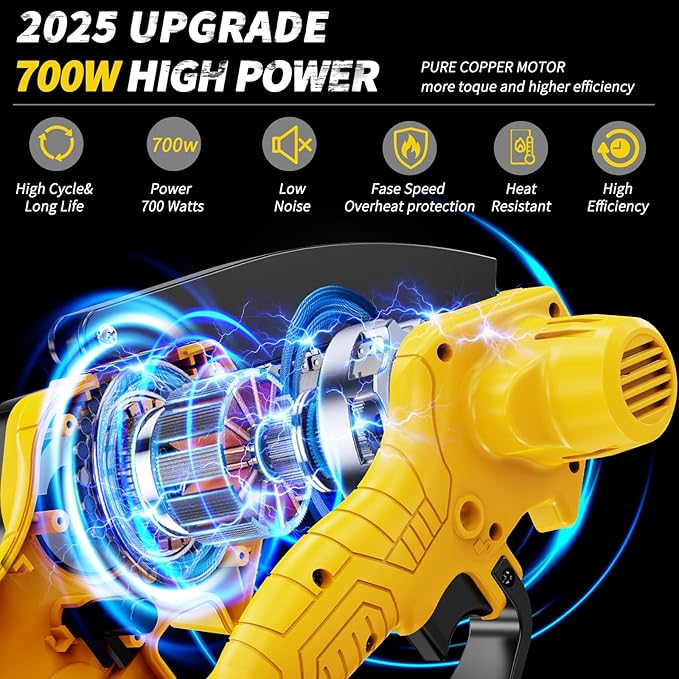 Mini Chainsaw - 6 Inch Battery Chainsaw with Power Display, 2 Batteries Included, Garden Tool for Tree Branch Trimming & Wood Cutting, Ideal Holiday Gifts for Men, Fathers & Gardening Enthusiasts