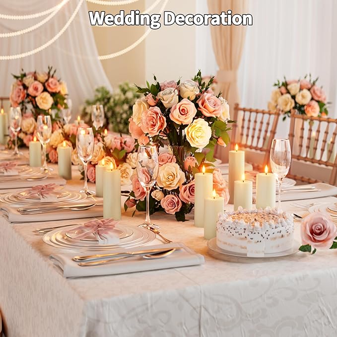 Flameless Battery Operated Candles with Remote: Set of 12 2.2''×4'' 5'' 6'' 7'' Outdoor Waterproof LED Pillar Candles with Timer Flicking Plastic for Home Decor Fireplace Wedding Tub Patio Ivory