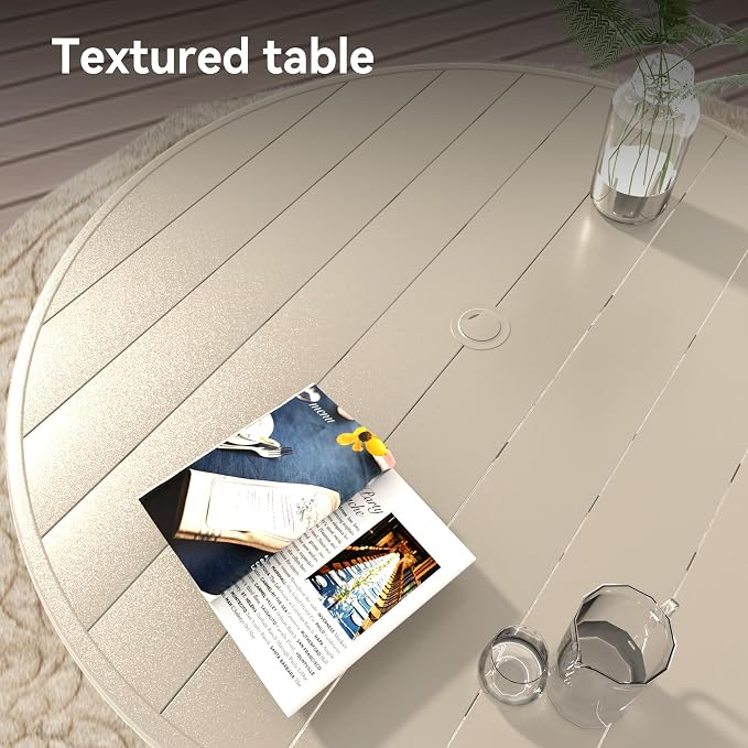 Round Patio Dining Table, 6-7 Seater, Sandstone
