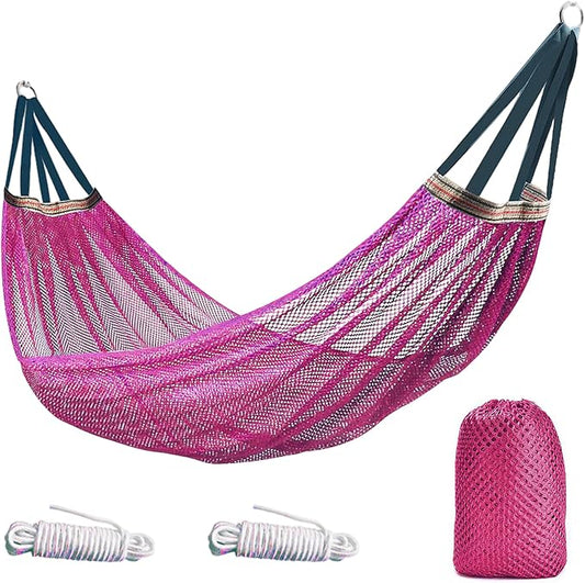 Lightweight Portable Anti-Roll Breathable Mesh Camping Hammock 102.36x51.18in with Tree Straps & Carry Bag, No Stand Included