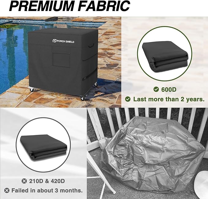 Porch Shield Outdoor Prep Table Cover –Waterproof Patio Dining Cart Cover Fitting Grill Stainless Steel Cart up to 46" L x 24" W x 30" H, Black