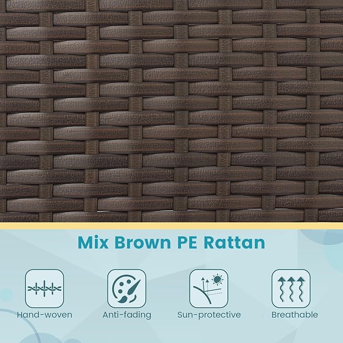 DORTALA 4-Piece Rattan Patio Furniture Set, Outdoor Table & Chair Set with Tempered Glass Coffee Table, Cushion, Wicker Conversation Set for Garden, Lawn, Poolside and Backyard, Turquoise
