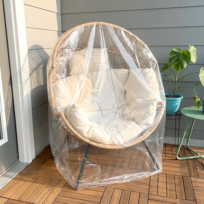 Clear Patio Egg Chair Cover Waterproof Wicker Egg Swing Chair Covers 43 x 45 x 53 Inch Resistant Plastic Patio Furniture Cover for Home Garden Outdoor Furniture Favor