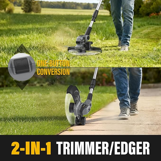 2-in-1 Cordless Weed Wacker and Leaf Blower Combo, Compatible with Dewalt 20V Max Battery, 12-Inch Auto-Feed String Trimmer/Grass Trimmer, 150MPH Lightweight Handheld Blower (Bare Tool)