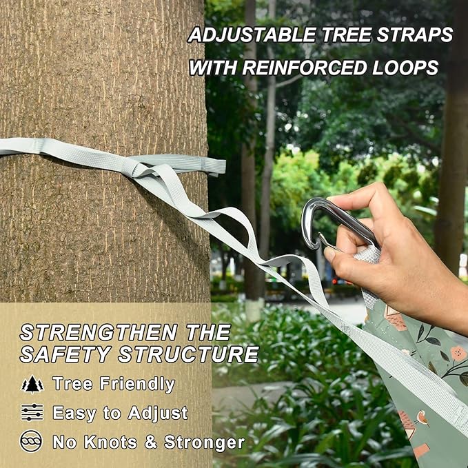 Camping Hammock Outdoor Hammocks for Outside House Bird Beach Trees Portable Lightweight with Pockets Tree Straps Indoor