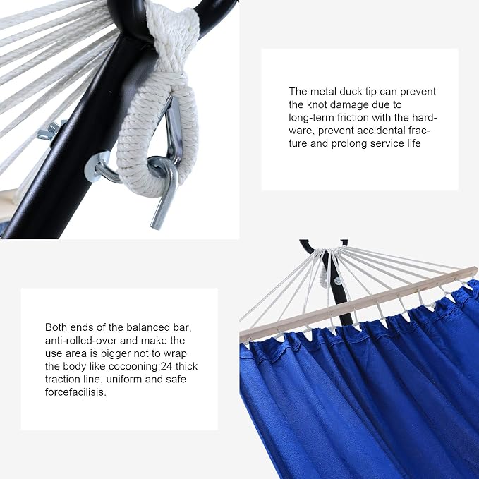 2 Person Adjustable Hammock with 10FT Heavy Duty Steel Stand and Spreader Bars,550lbs Capacity,Included Portable Carrying Case for Indoor Outdoor
