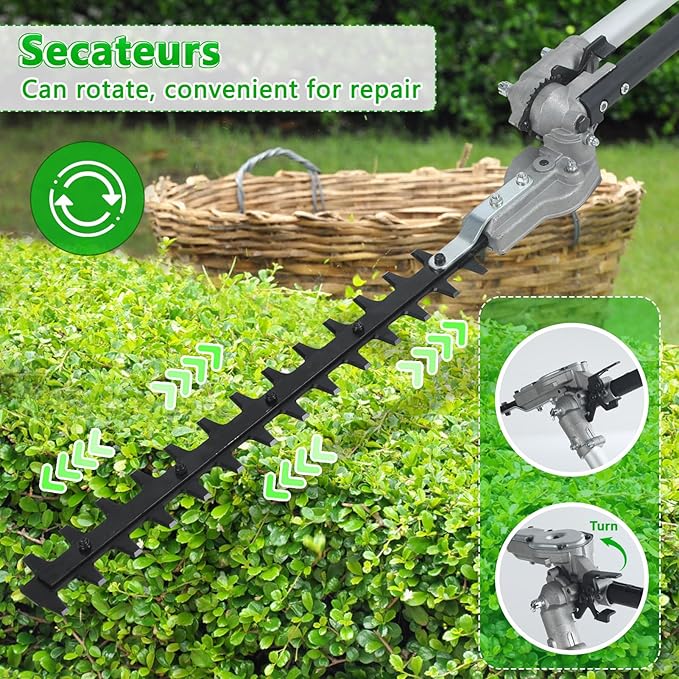 2025 New 8-in-1 Gas Powered Trimmer Kit - 52CC 2-Cycle Commercial Weed Eater, Brush Cutter, Edger & Hedge Trimmer Attachments, 1.2L Tank & Extension Pole for Professional Landscaping (Orange-8 in1)