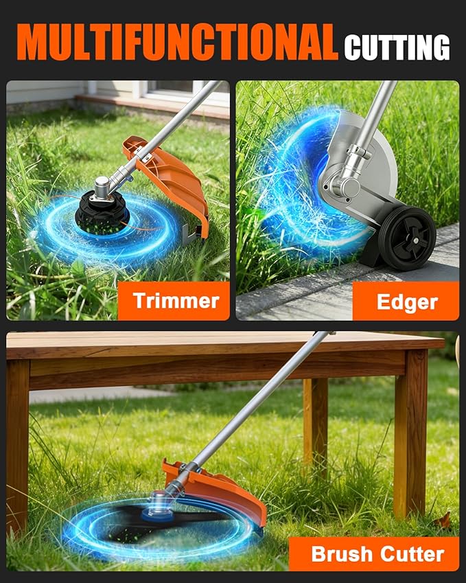 NEO-TEC 26cc 2-Stroke Gas Powered 6-in-1 Multi-Functional Weed Eater, Trimmer Combo Kit - Includes Grass Trimmer, Brush Cutter, Hedge Trimmer, Pole Saw, Edger, Extension Rod for Lawn Landscaping