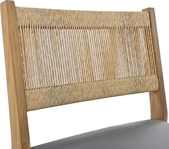 5-Piece Set Acacia Wood Dining Table and Chair Set, ll-Weather Outdoor Conversation Set Gathering Set.Thick Cushions, Suitable for Balcony, Vourtyard, and Garden (Gray@093)