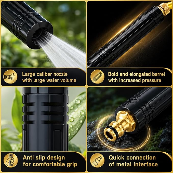 Home High Pressure Car Wash Water Gun, 2026 Upgraded Home High-Pressure Car Wash Water Gun with Booster,Multipurpose for Home Car Washing, Plant and Vegetable Watering, Featuring A Powerful Nozzle