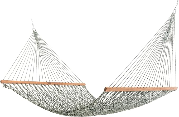 Nags Head Hammocks Admiral Pine Oatmeal DURACORD Rope Hammock – 13 ft. x 60 in., 2-Person, 450 lb Capacity, Cumaru Spreader Bar, Free Chains & Tree Hooks, Handcrafted in The USA