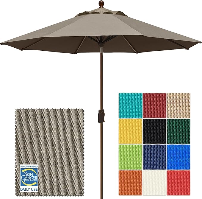 EliteShade USA 10-Year-Non-Fading 10Ft Market Patio Umbrella, UPF 50+ UV Protection Performance Sun Umbrella, Heavy Duty Commercial Grade Outdoor Table Umbrella with Crank & Tilt, Windproof Vented Top for Garden, Pool, Deck and Outdoor Playsets, Taupe
