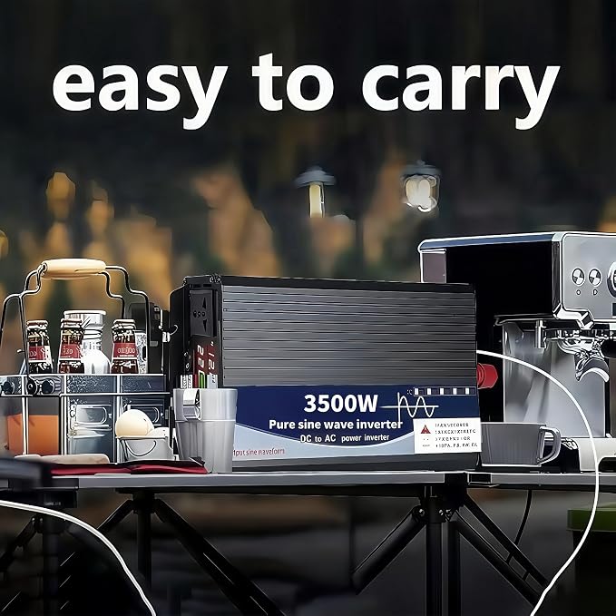 3500W Power Inverter 60V DC to 110V AC Converter with LED Display Dual AC Outlets Dual Fans Radiating for RV, Camp, Boat and Home Emergency Portable Pure Sine Wave Inverter (LED Screen, 3500W 60V)