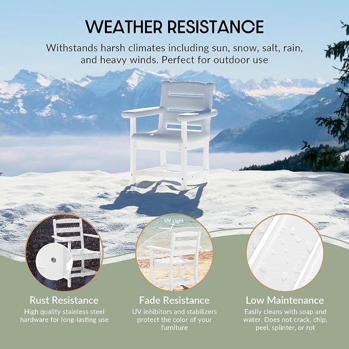 WestinTrends Ashore 6-Piece Outdoor HDPE Patio Dining Table Set with Bench, White