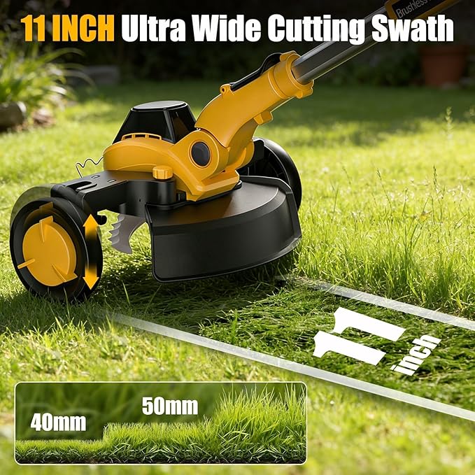 Weed Wacker Cordless Compatible with DEWALT 20V MAX Battery, Electric Weed Cordless Eater with 4 Types Blades, Brushless Grass Trimmer/Lawn Edger/Mower/Brush Cutter for Yard Garden(No Battery)