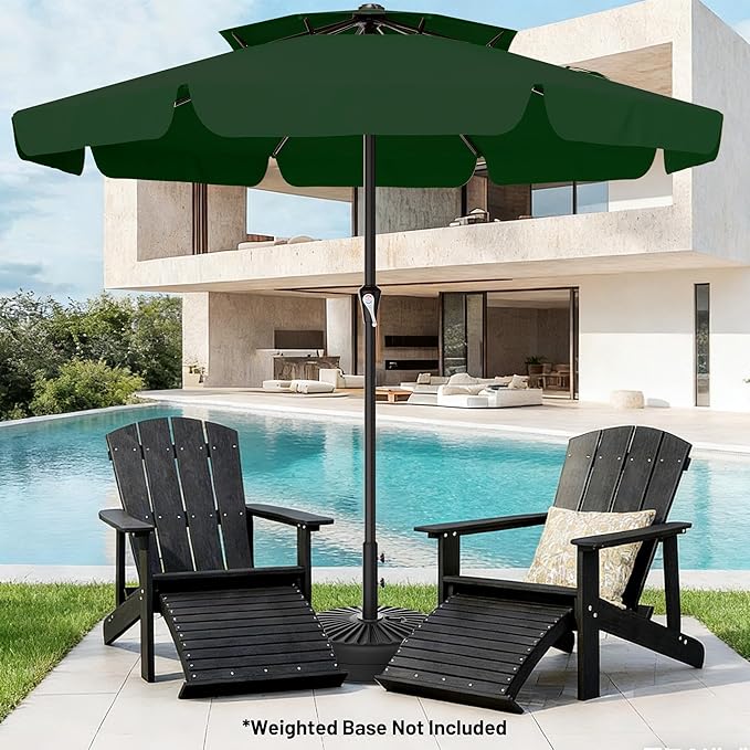 AreShark 12ft 2-Tier Patio Umbrella with Valance - Outdoor Umbrella Waterproof UV Protection, Market Table Umbrella w/ 8 Sturdy Ribs&Crank for Pool, Backyard, Garden(Dark Green)