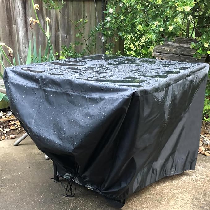 Patio Table Covers, Square Outdoor Dining Table Cover, 600D Oxford Waterproof Coffee Table Covers, Dustproof Patio Furniture Cover All Weather Protection (Black, 38"L X38"W X28"H)
