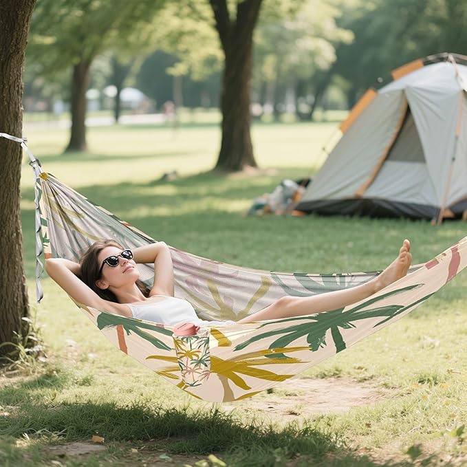 Hammocks for Outside Vintage Palm Trees Camping Hammock Portable Hammocks with Tree Straps and Carry Bag Camping Accessories for Hiking Beach Outdoor