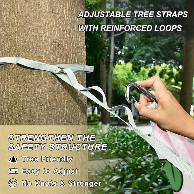 Pink White Striped Fruit Cherry 330lb Capacity Outdoor Hammocks with Hanging Rope Fabric Hammock for Outside Camping Essentials hamacas para adultos