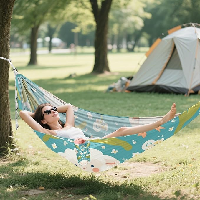 Simple Spring Sheep Cute 330lb Capacity Camping Hammocks with Tree Straps Fabric Hammock for Patio Backyard Lounge Base hamaca con soporte para adultos
