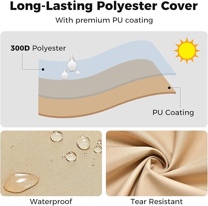 Tangkula 3-Seater Patio Sofa Cover, Waterproof Protective Cover for Outdoor Furniture w/Padded Handle, Click-Close Straps & Air Vent, Heavy Duty Deep Couch Cover w/PU Coating, 77" W x 43" H x 30" H