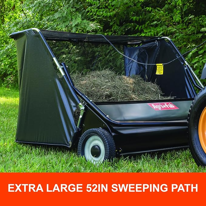 Agri-Fab Heavy Duty Tow Behind Lawn Sweeper, 50 in Working Width with 26 Cu Ft Hopper and Adjustable Brush Height