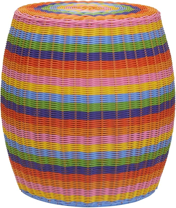 Household Essentials Handwoven Resin Barrel Side Table, Multicolor