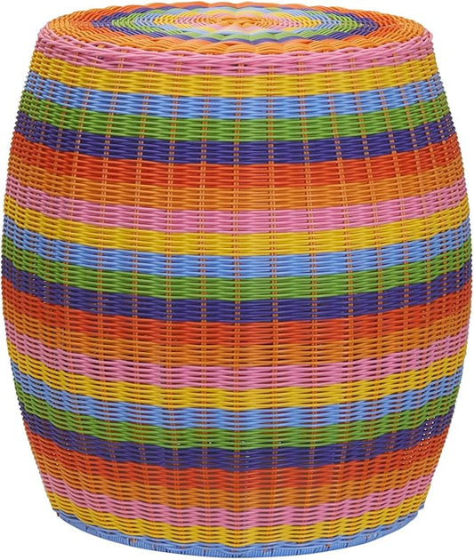 Household Essentials Handwoven Resin Barrel Side Table, Multicolor