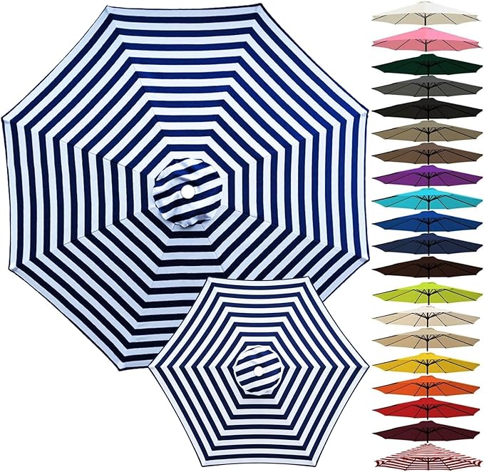 Outdoor Umbrella Replacement Canopy, Patio Umbrella Replacement Top Cover, Outdoor Umbrella Replacement Cloth, 6.5-13.1ft Waterproof UV-Resistant Fabric, for Garden Pool, Canopy Only