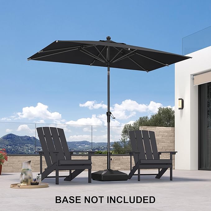 PURPLE LEAF 8' x 5' Rectangular Patio Umbrella Outdoor Table Umbrella Aluminum Frame Market Umbrella Sun Umbrella with 8 Sturdy Ribs & Tilt for Garden Deck Lawn & Pool Gray
