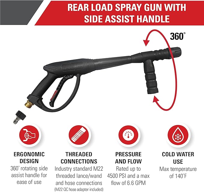 Simpson Pressure Washer Gun up to 4500 PSI with 16-Inch Wand for Cold Water Use up to 3600 PSI