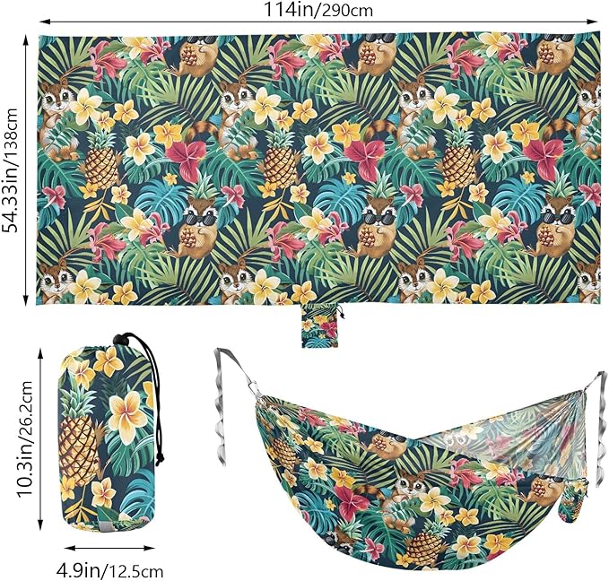 Camping Hammock Outdoor Hammocks for Outside Tropical Plants Beach Trees Portable Lightweight with Pockets Tree Straps Indoor