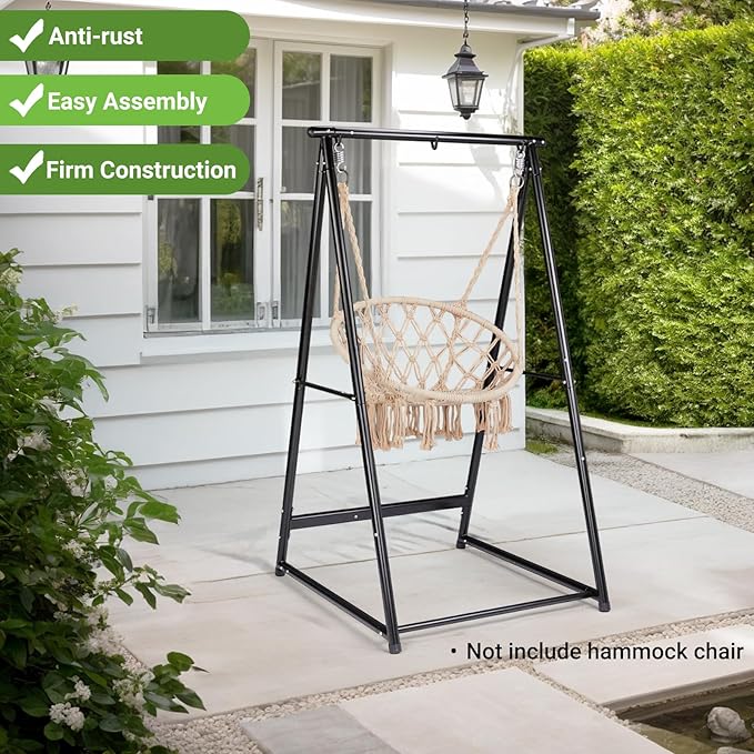 Heavy Duty Hammock Stand, Powder Coated Steel Frame, 660lbs Capacity, Fits Most Hammocks and Swing Chairs (39.4”x37.4”x70.9”), for Patio, Yard, Garden, Balcony