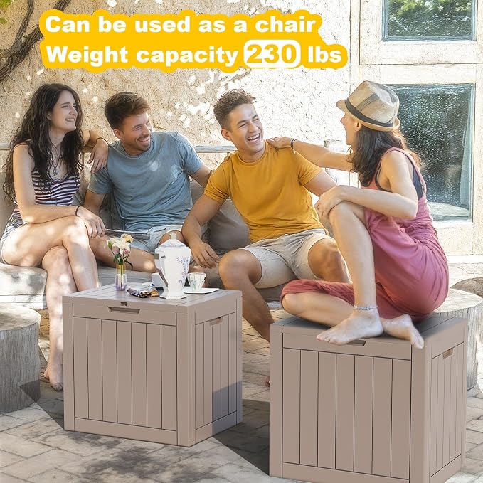 ROJIK Outdoor Storage Housing Deck Box-Waterproof Patio Furniture,Garden Tools,Cushions,Pool Accessories Storage Waterproof Resin Box with Capacity (31 Gal & Gray & 2pcs)