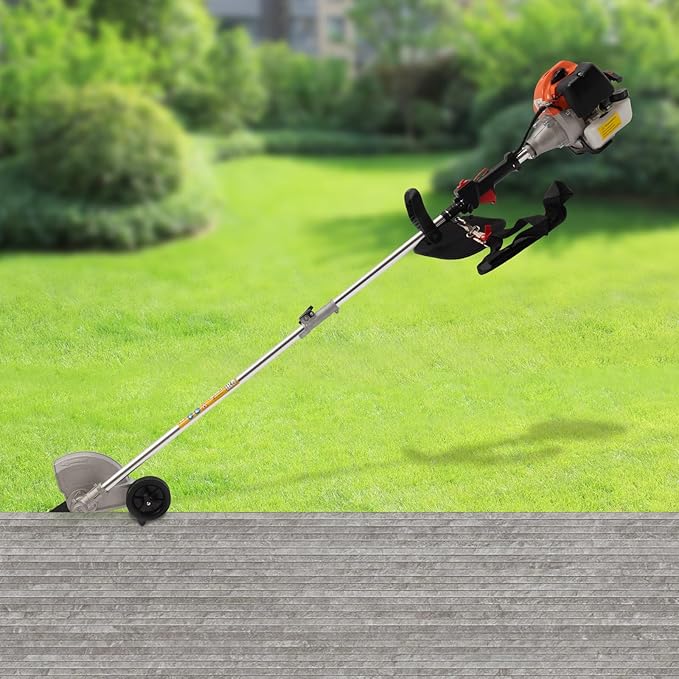 35.88CC Weed Eater Gas Powered, 4 Stroke Weed Wacker Gas, 0.75Kw Brush Cutter with 2 Blade Heads, Lawn Edger for Garden and Yard, Gas Trimmer with Grass Baffle 8500R/Min (35.88CC 4 Stroke)