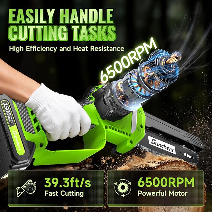Mini Chainsaw Cordless, 6 Inch Electric Chainsaw with 2 Battery, Handheld Battery Powered Chain Saw with Auto Oiler, Yard Tools Saw for Wood Cutting Tree Cutter, Father Day Gifts for Men, Dad, Husband