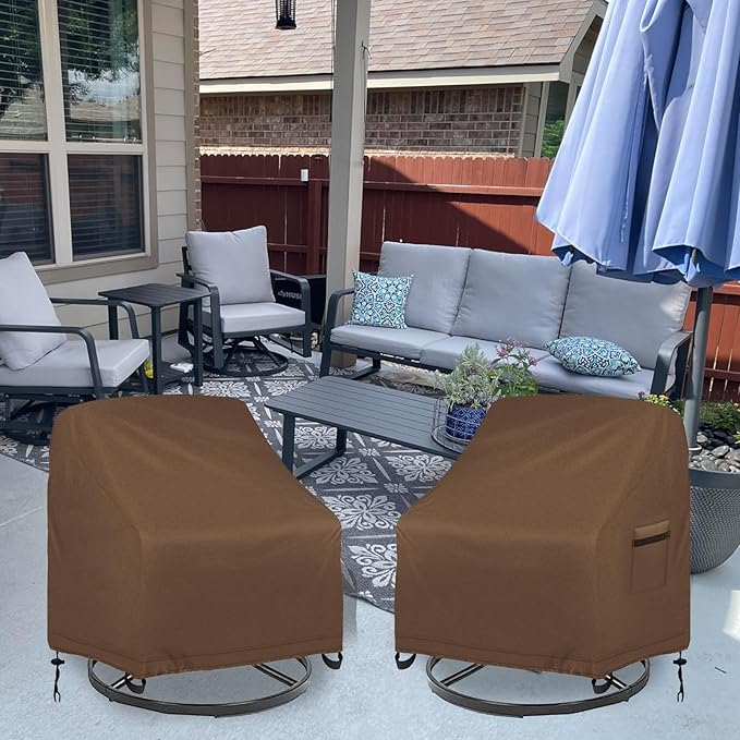 Oslimea Outdoor Swivel Chair Covers Waterproof, 4 Pack Patio Chair Covers for Outdoor Furniture Heavy Duty Lawn Furniture Covers for Winter, 33" W x 35" D x 38.5" H, Khaki