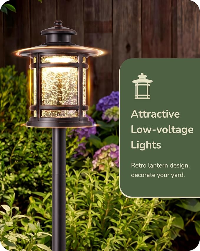 EDISHINE Low Voltage Landscape Lights, 3.4W 155LM 12V 3000K Landscape Path Lights, Outdoor Waterproof Landscaping Lights, 50,000H LED Pathway Light for Yard, Garden, Driveway, 6 Pack