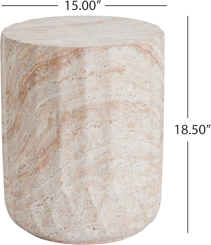 Patio Side Table, Cylinder, Beige